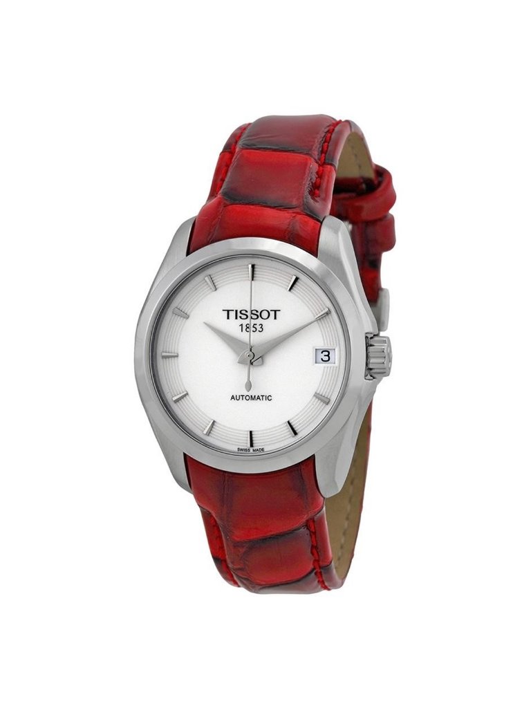 Nwt Tissot Couturier White Dial Red Leather Ladies Watch